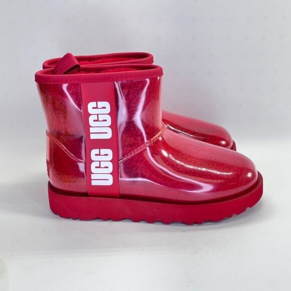 Ugg Australia Women's Classic Clear Mini Size 5 Red Weather Rated  Waterproof - Picture 1 of 13